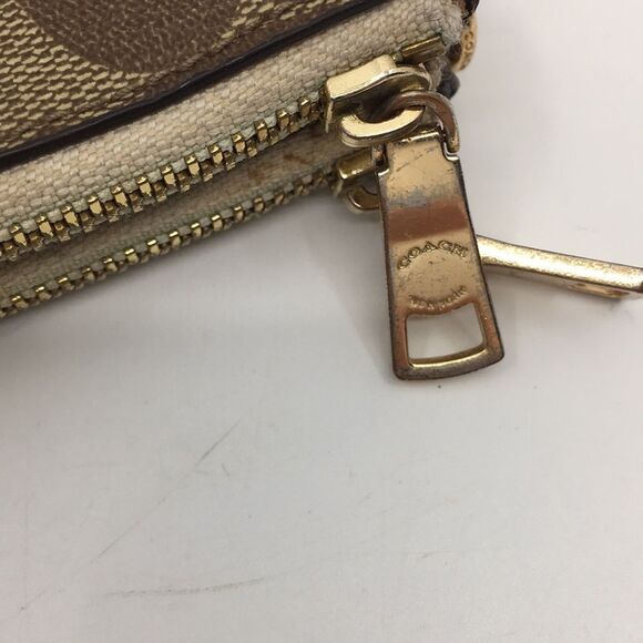Coach Double Zip Coated Canvas Signature C Wallet Wristlet Pouch Style F16109 - Picture 4 of 16